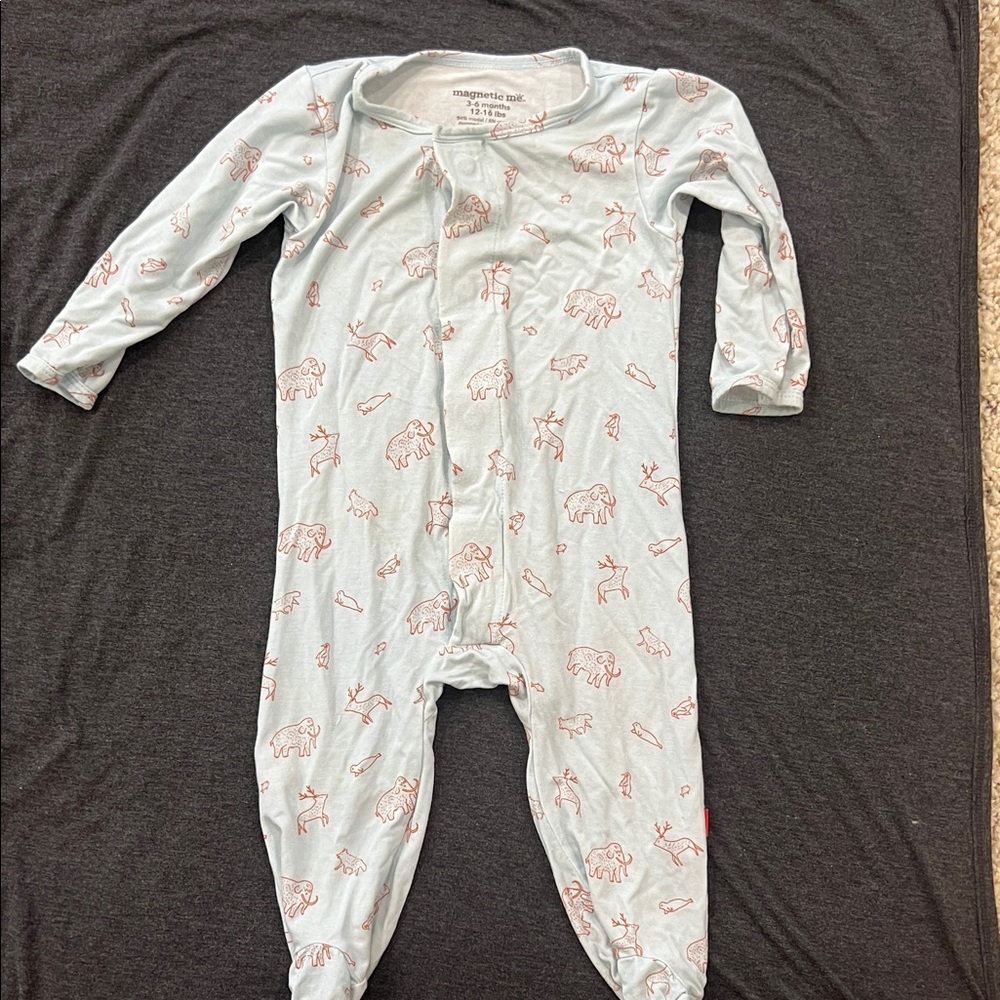 Magnetic Me Light Blue Animal Print Footie